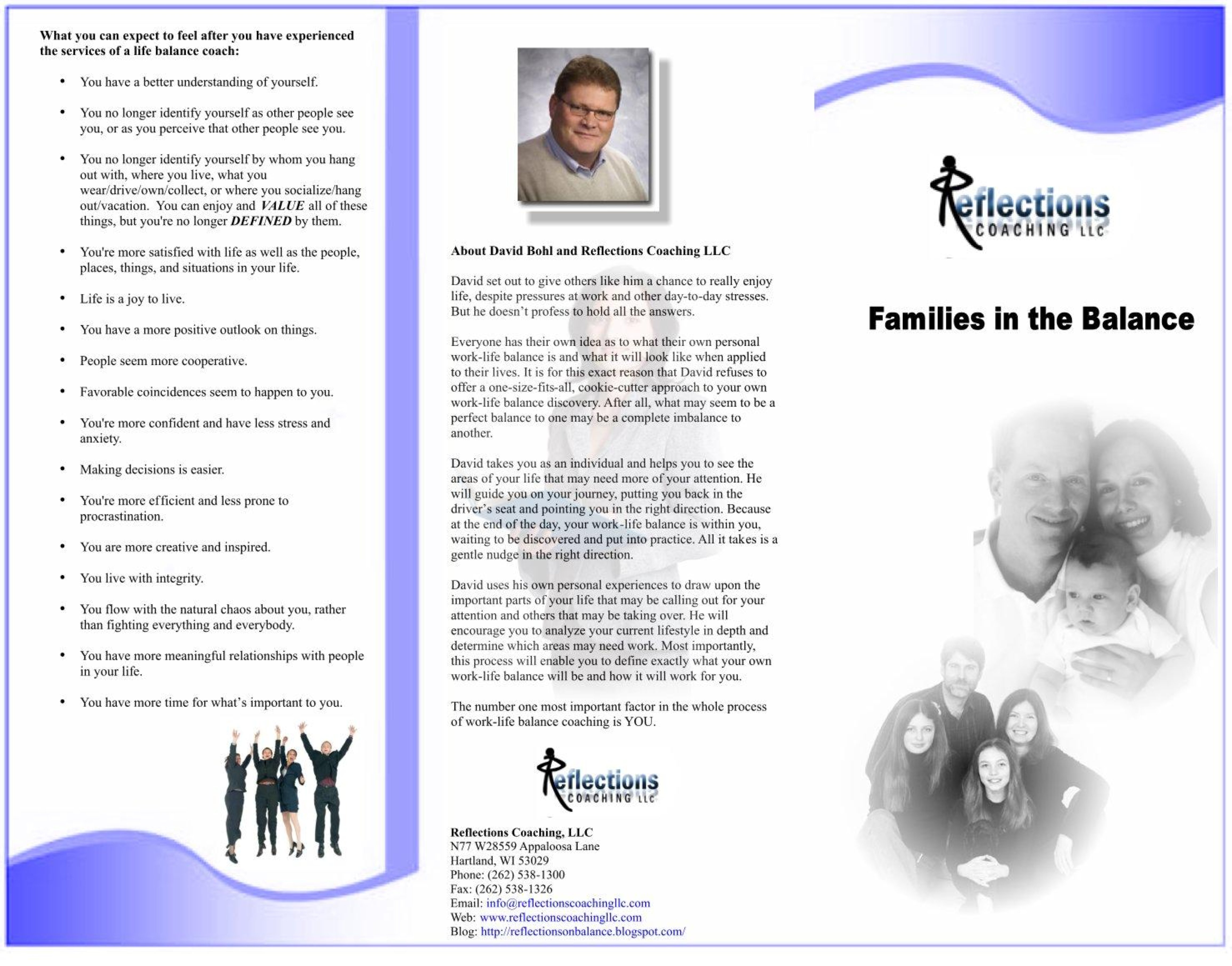 Reflections Coaching Family Brochure outside screenshot